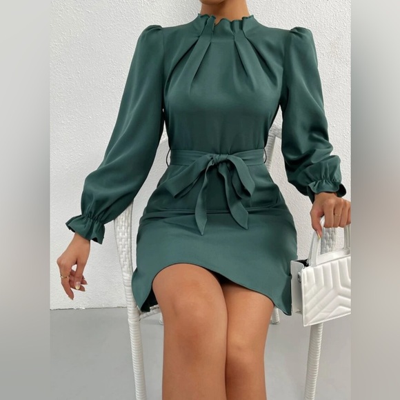SHEIN Dresses & Skirts - Frenchy Flounce Sleeve Belted Dress 👗